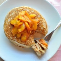 Whole-Wheat Pancakes with Spiced Peach Compote