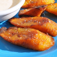 Fried Plantains with Lime-Honey-Chipotle Dip